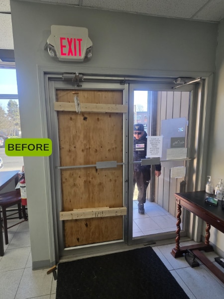 Express Door Repairs before and after storefront 2 before v1 Gallery 21